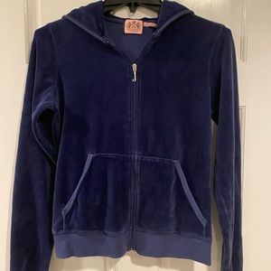 Navy Juicy Couture Velour Hooded Zip-up